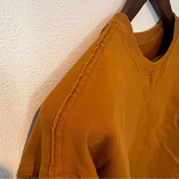 Lululemon Cropped Crew Neck Terry Sweater Raw Shoulder Seams Cuffed Sleeves - Picture 3 of 6